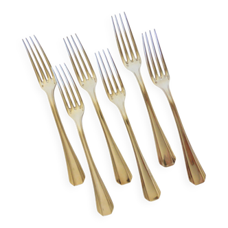 6 Christofle Art Deco style silver-plated metal forks 2106256