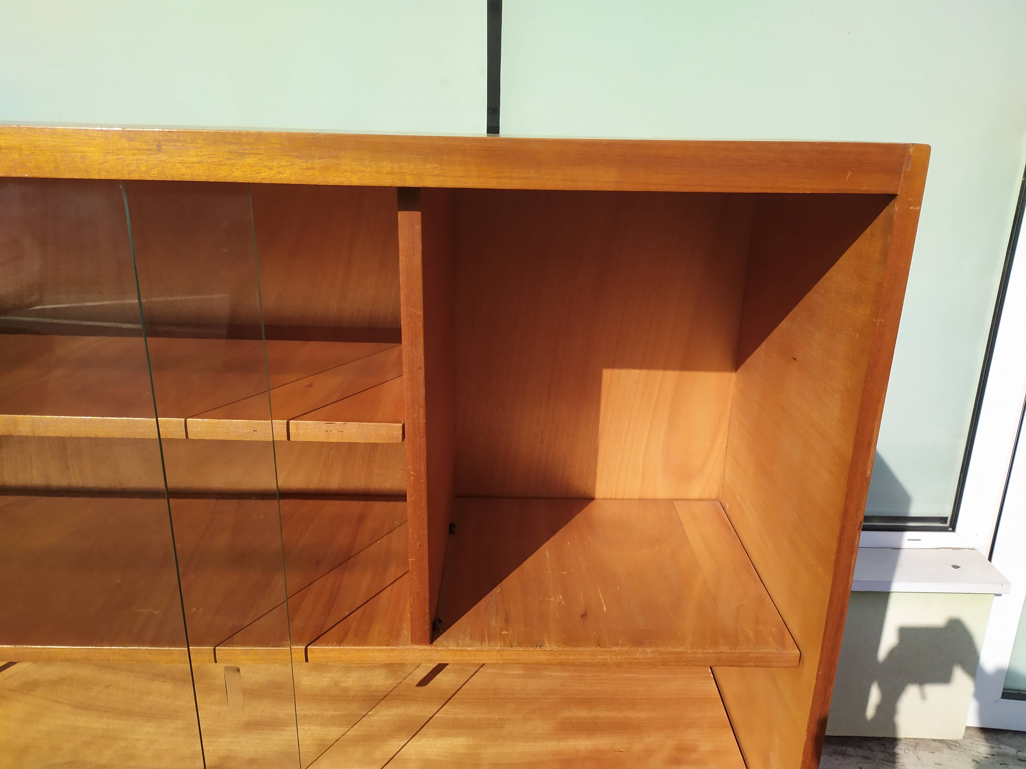 Vintage glass bookcase - Wood