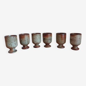 6 standing cups in pyrite stoneware
