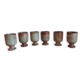 6 standing cups in pyrite stoneware