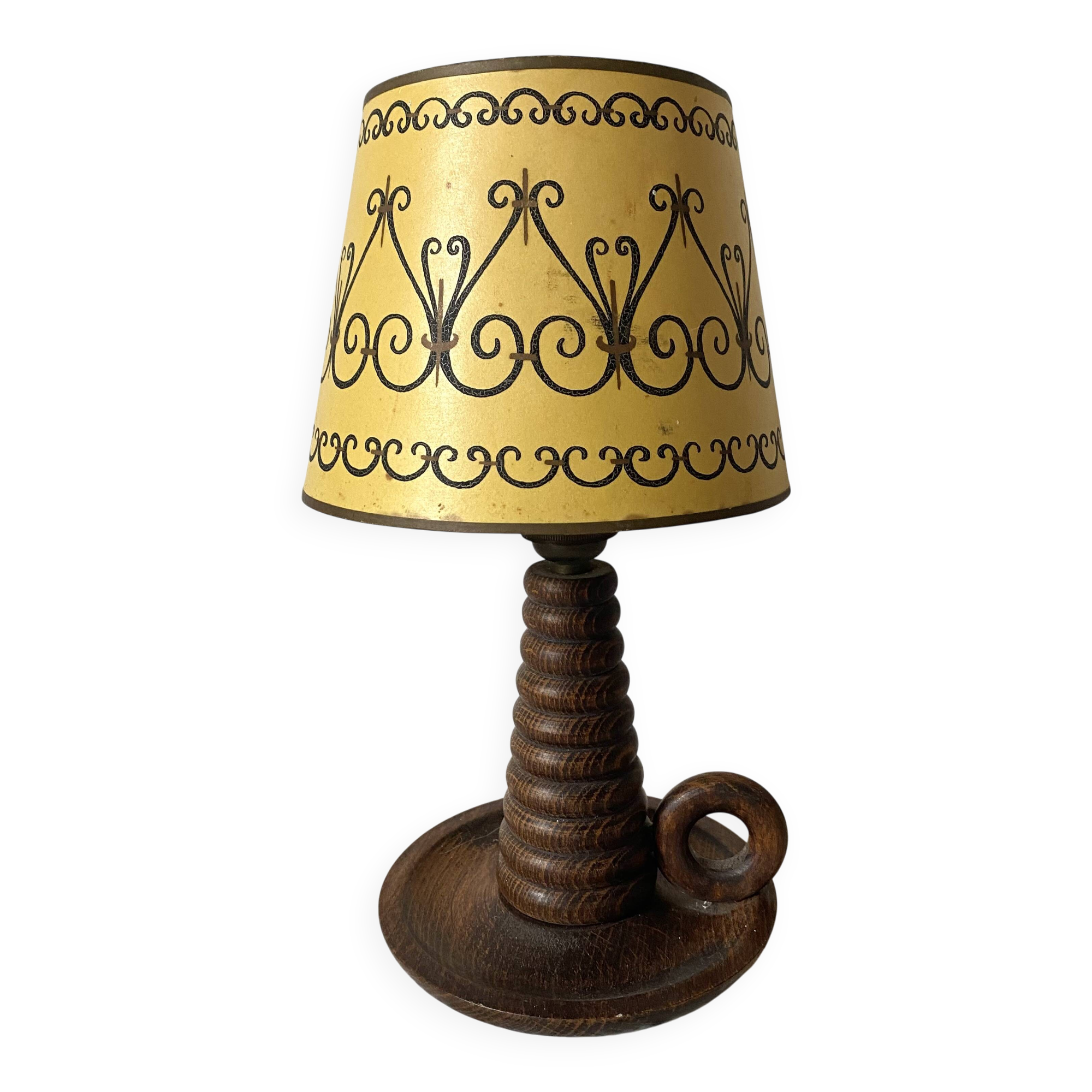 Antique turned wood lamp