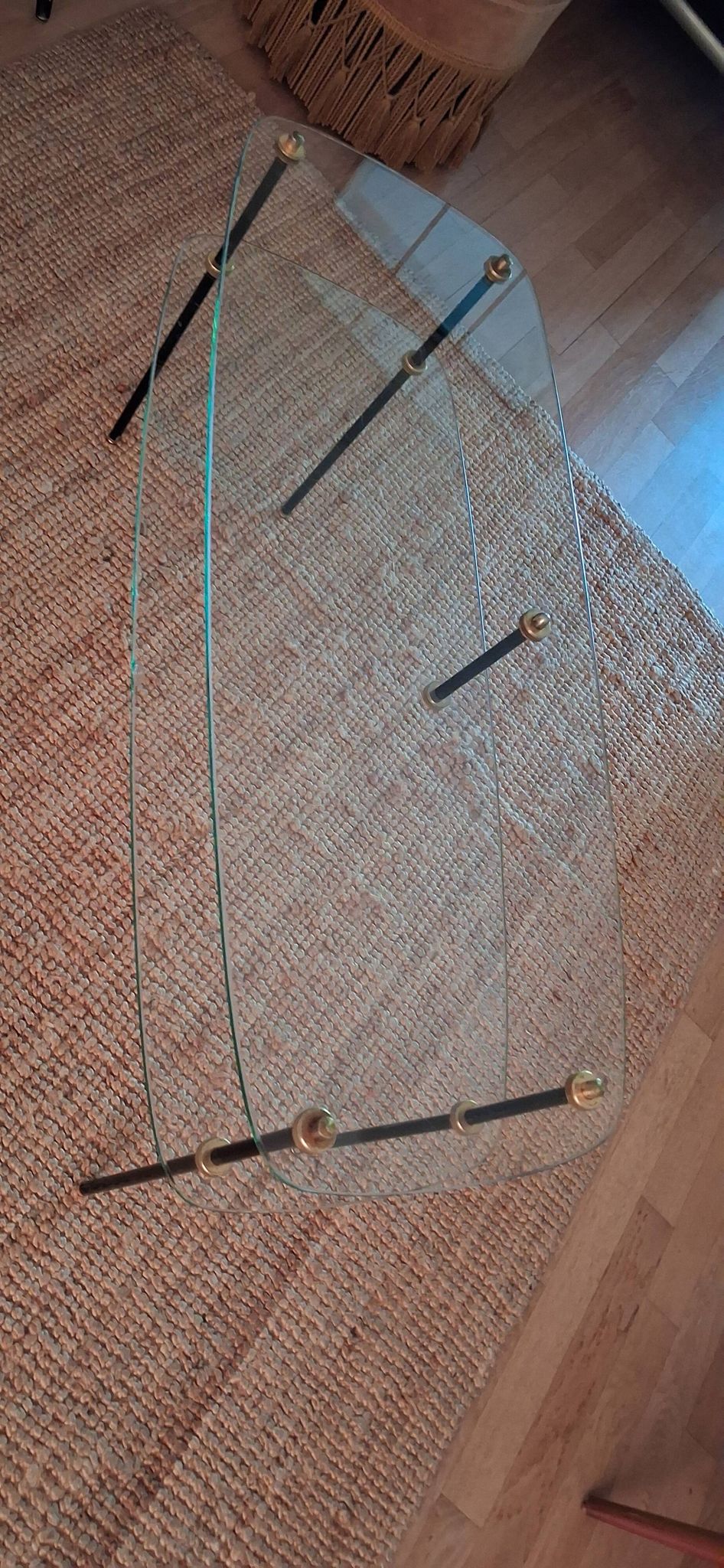 Table basse années 50/60 en verre et métal