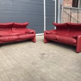 Set of 2 maralunga 2-seater sofas by Vico Magistretti for Cassina