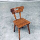 French Folk Art Rustic Dining Chair Set in Oak, 1940s, Set of 6
