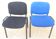 2 stackable chairs of black and blue fabrics