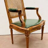 Fauteuil de bureau de style Louis XVI en hetre teinté XIX siècle