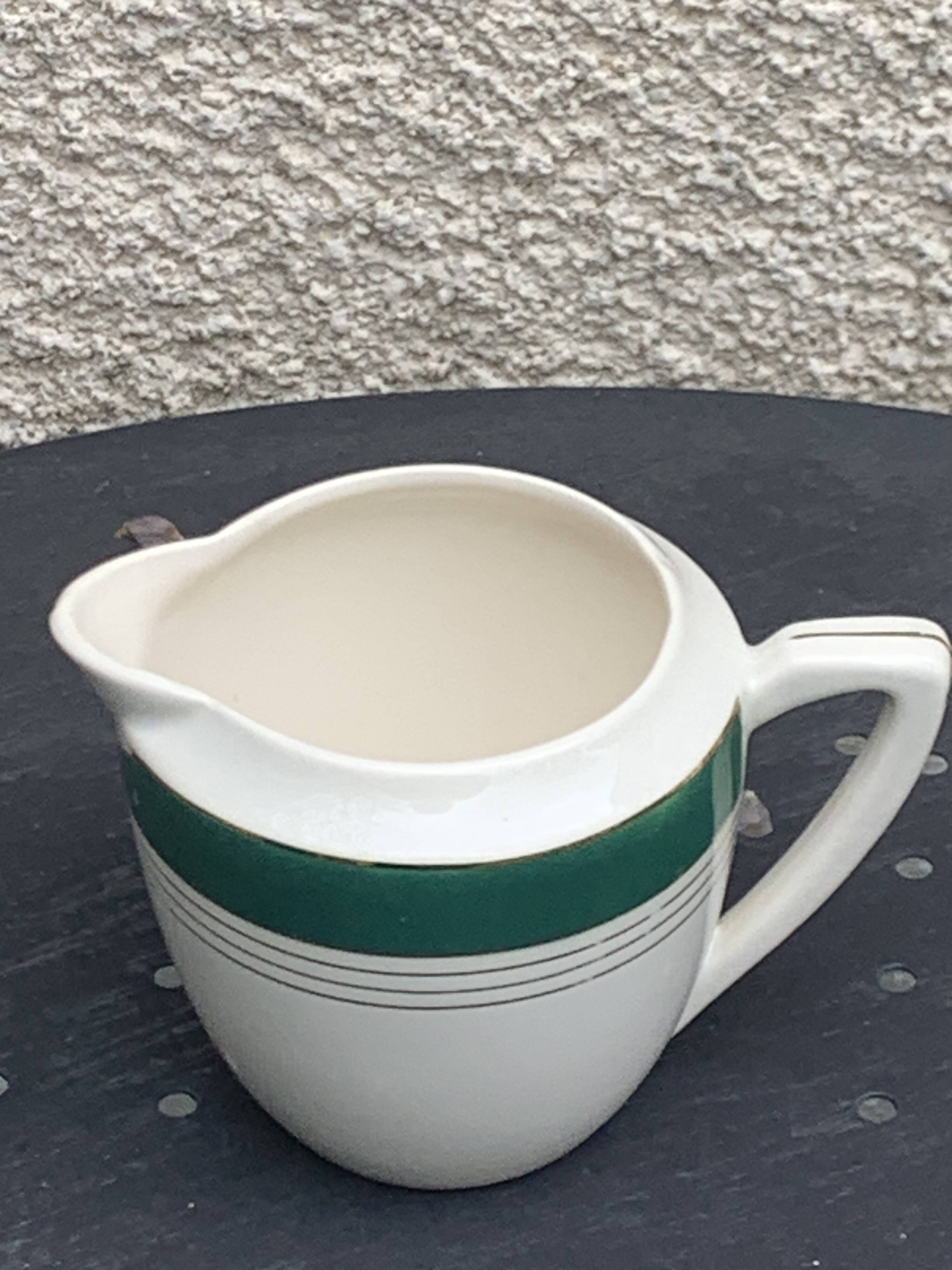 Coffee maker, milk jug and sugar bowl, Lumière, Digoin and Sarreguemines models