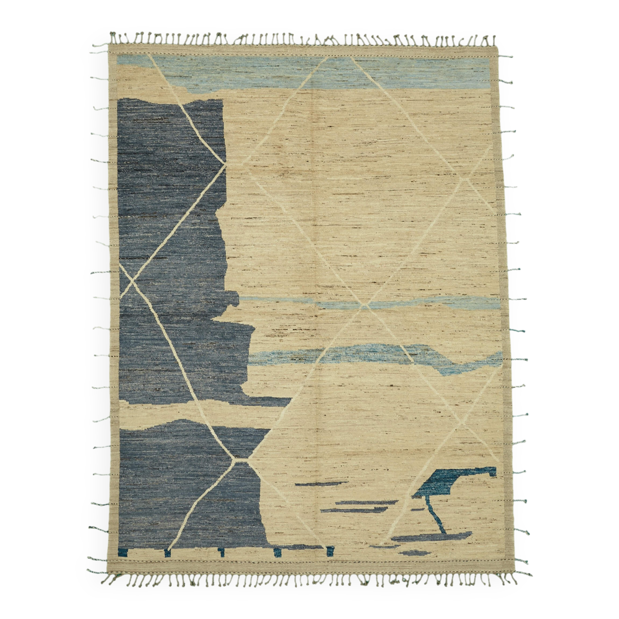 Handwoven Turkish Rustic 280 cm x 374 cm Beige Wool Carpet