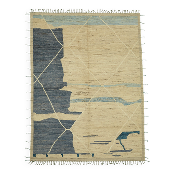 Handwoven Turkish Rustic 280 cm x 374 cm Beige Wool Carpet