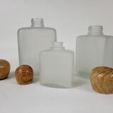 Set of 3 vintage frosted glass bottles