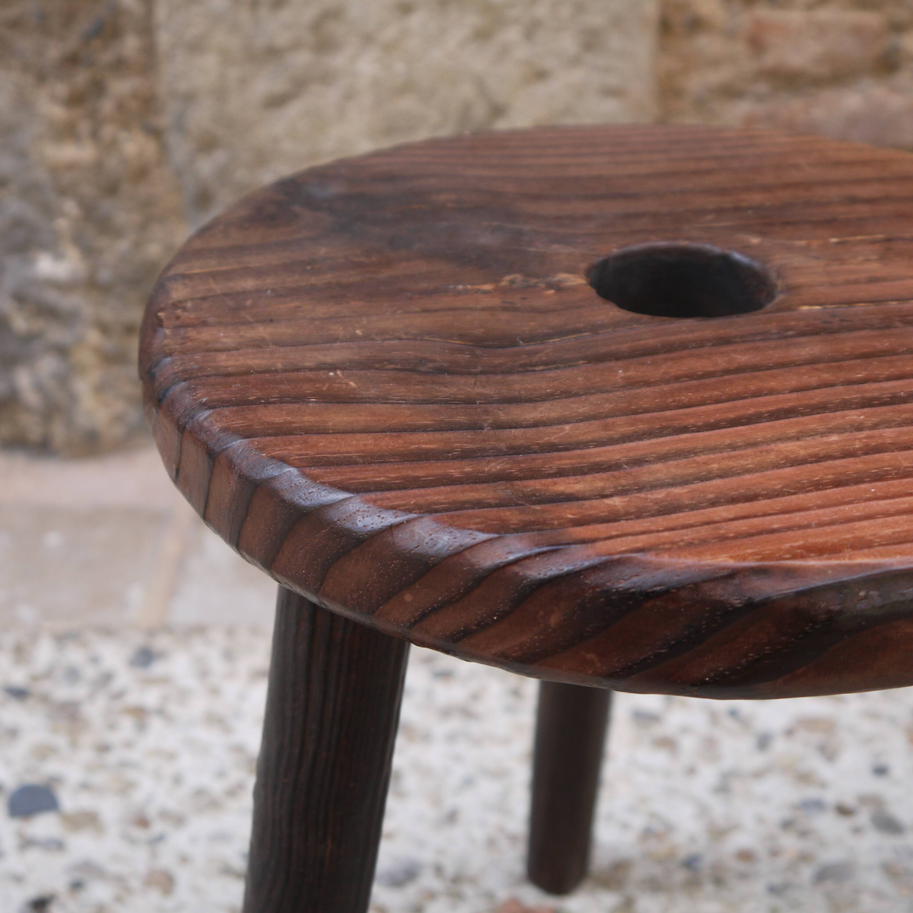Wooden round tripod stool