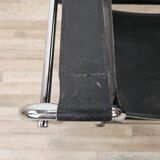 70s armchair in chromed tubular and black leather