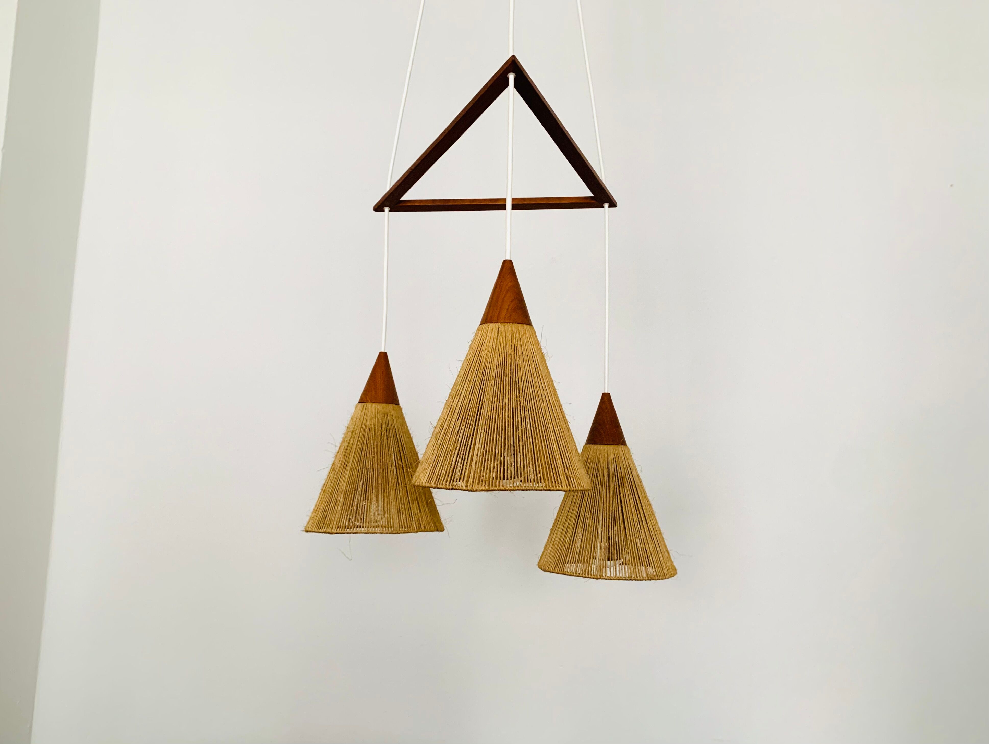 Teakwood and Sisal Cascading Lamp by Temde