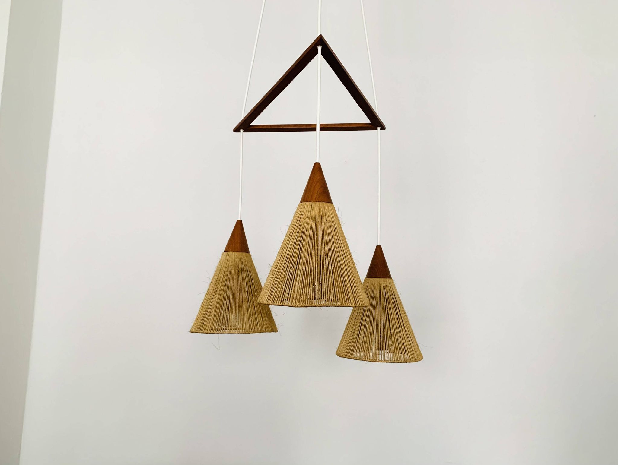 Teakwood and Sisal Cascading Lamp by Temde