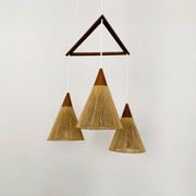 Teakwood and Sisal Cascading Lamp by Temde