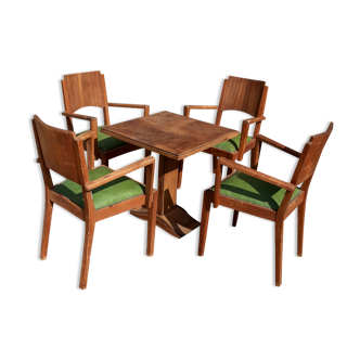 Bridge table and armchairs x 4