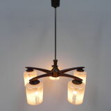 Suspension vintage avec 5 abat-jours en verre