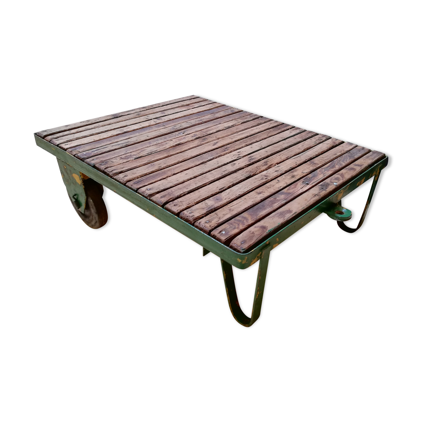 Coffee table, industrial trolley