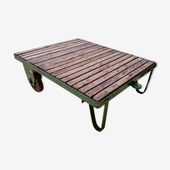 Coffee table, industrial trolley