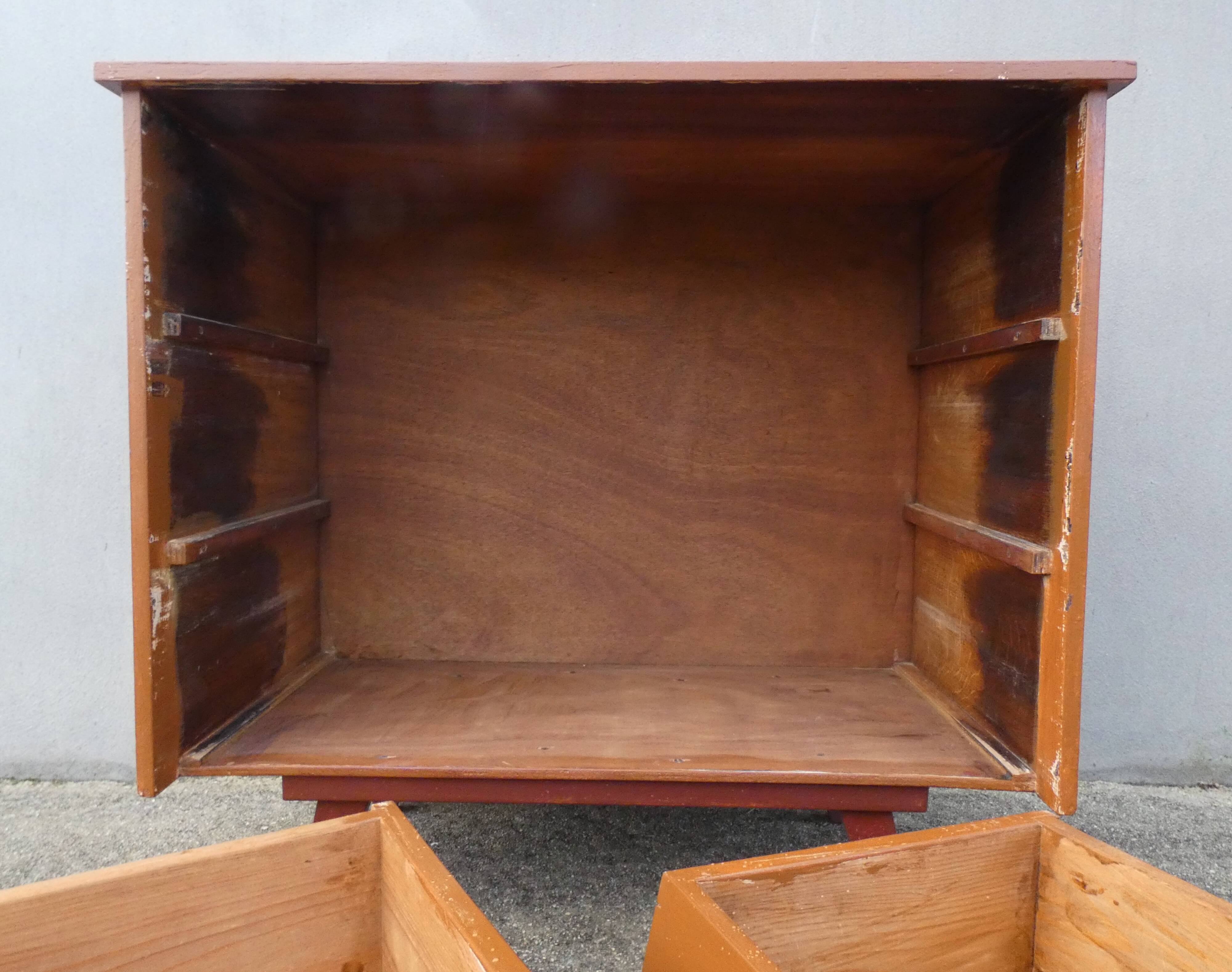 vintage wooden chest of drawers with tapered legs