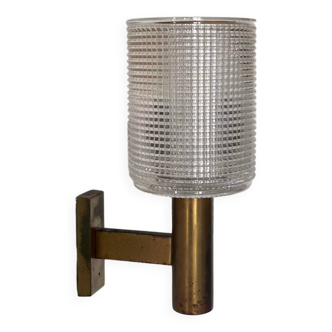 Vintage wall lamp, brass and glass, Fagerlund for orrefors, Sweden 1960s