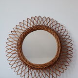 Vintage wicker sun mirror 45x45cm