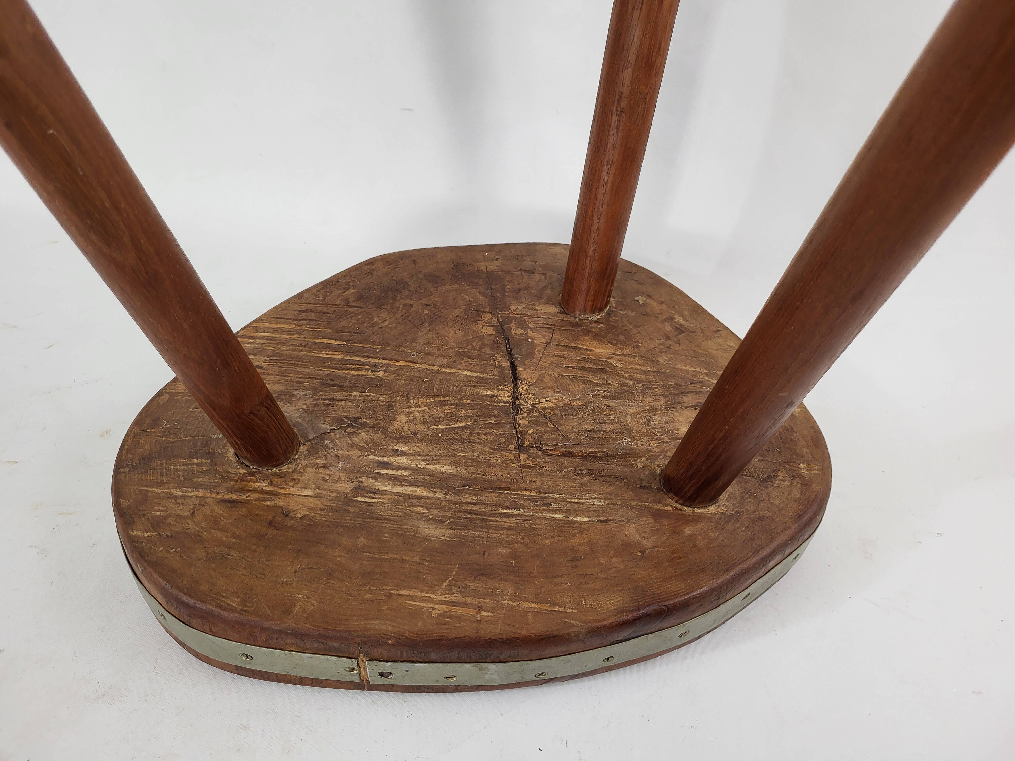 Brutalist wooden stool