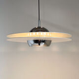1970's ufo chrome & lacquered metal space age pendant, Italy