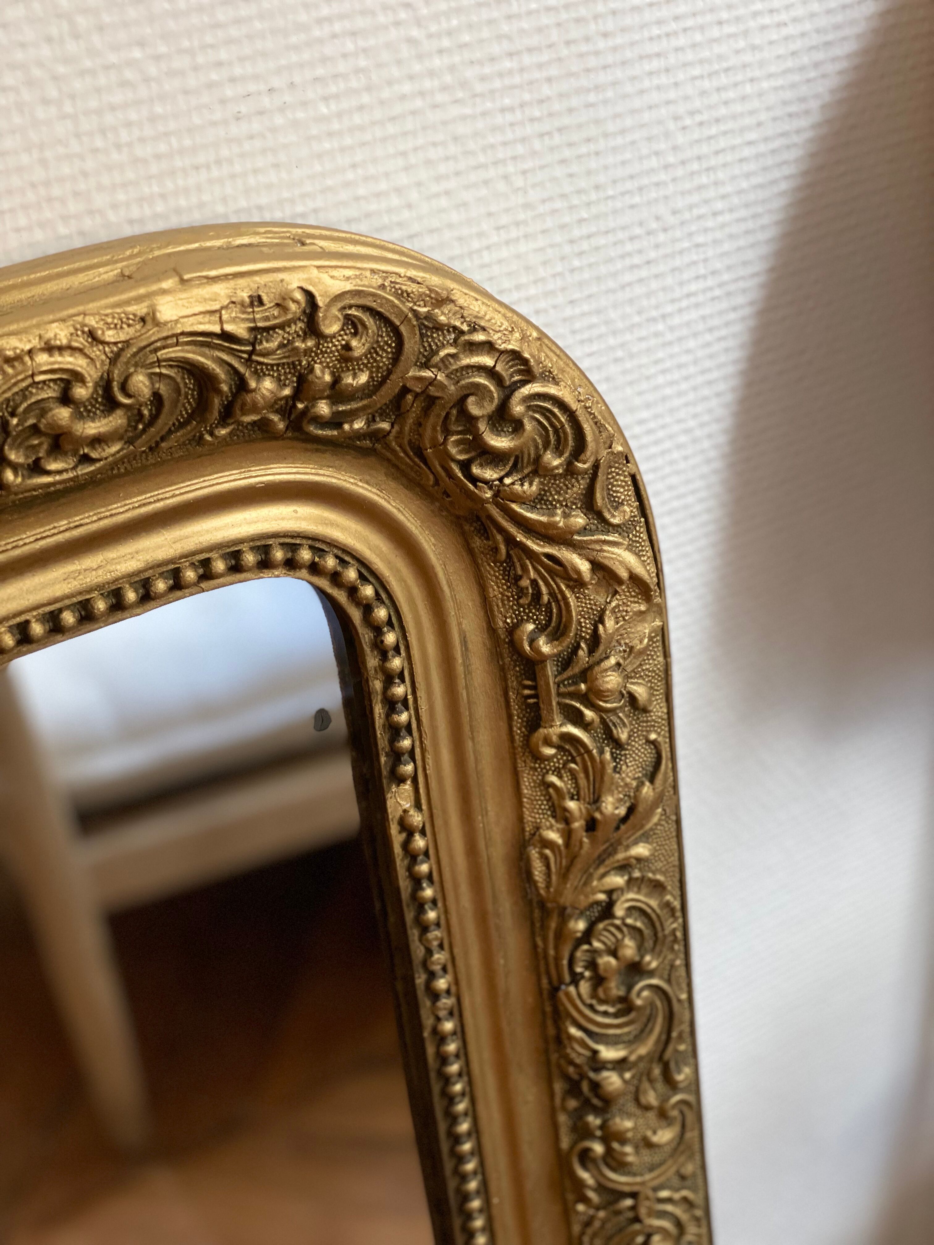 Old mirror louis Philippe gilded carved fireplace