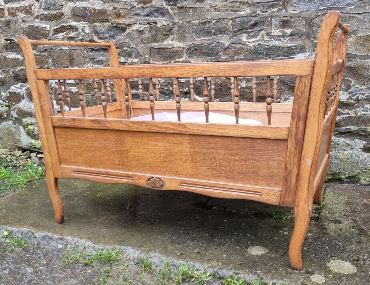 Wooden cot, vintage, 50s