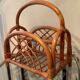 Vintage rattan magazine holder 70s