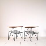 Paire de tables d'appoint en bois et métal