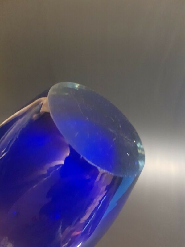 Vase bleu Murano vase soliflore meulé