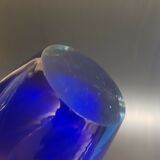 Vase bleu Murano vase soliflore meulé