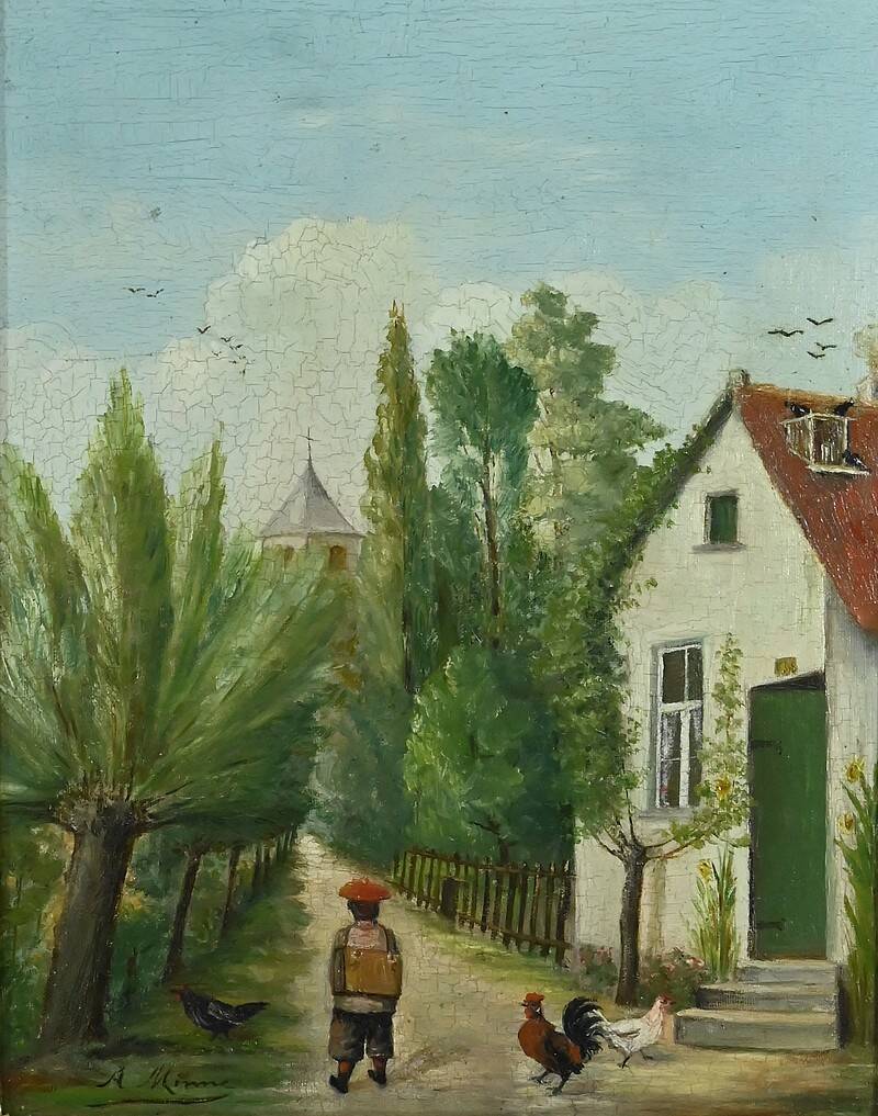 Pair of “Country Scenes” Paintings, signed A. Minne – Late 19th century