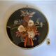 Old round frame curved glass dried flowers vintage