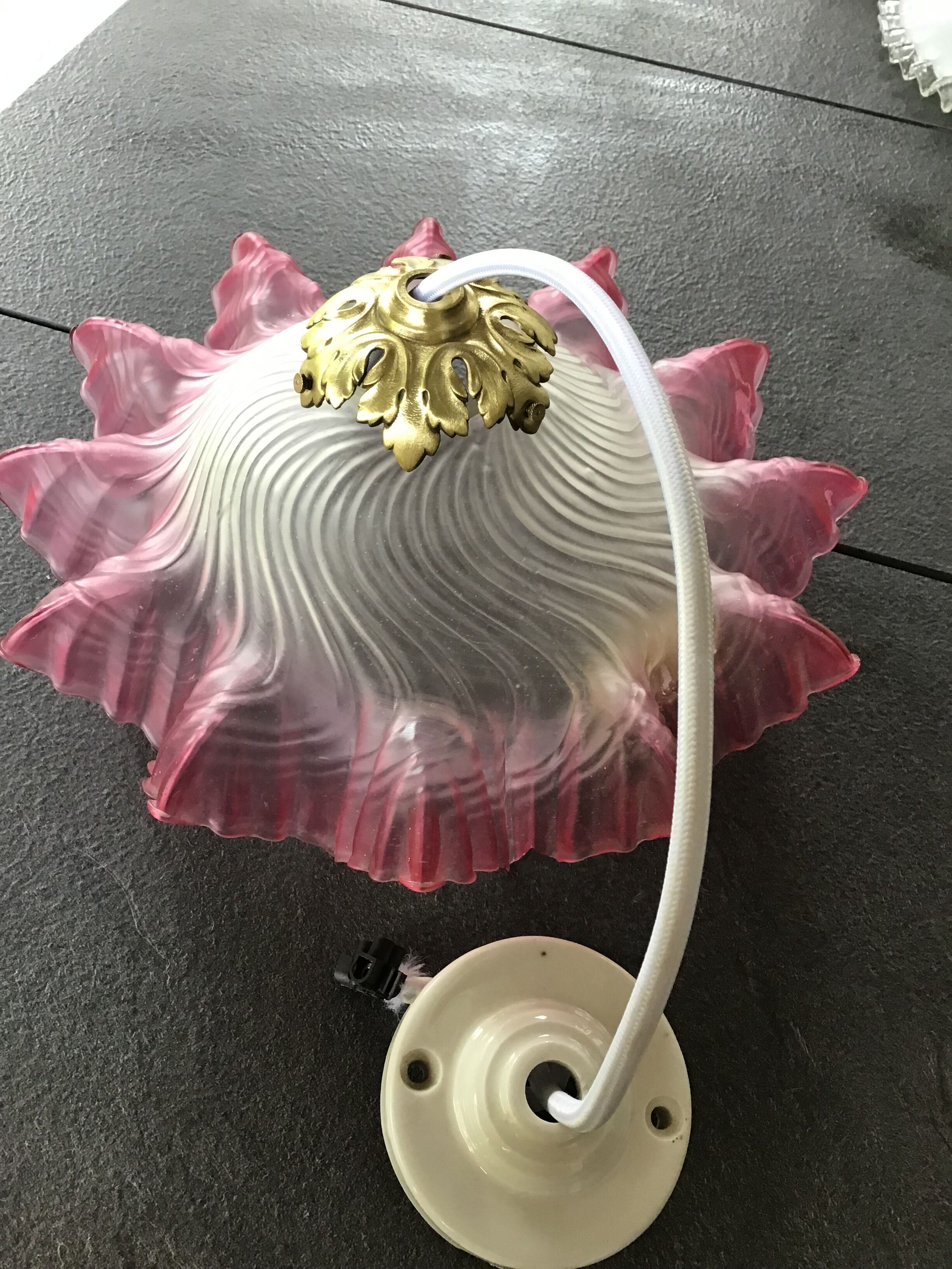 Pink opaline pendant light