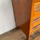 Modernist vintage chest of drawers in light chene has 3 drawers rattan top changing table