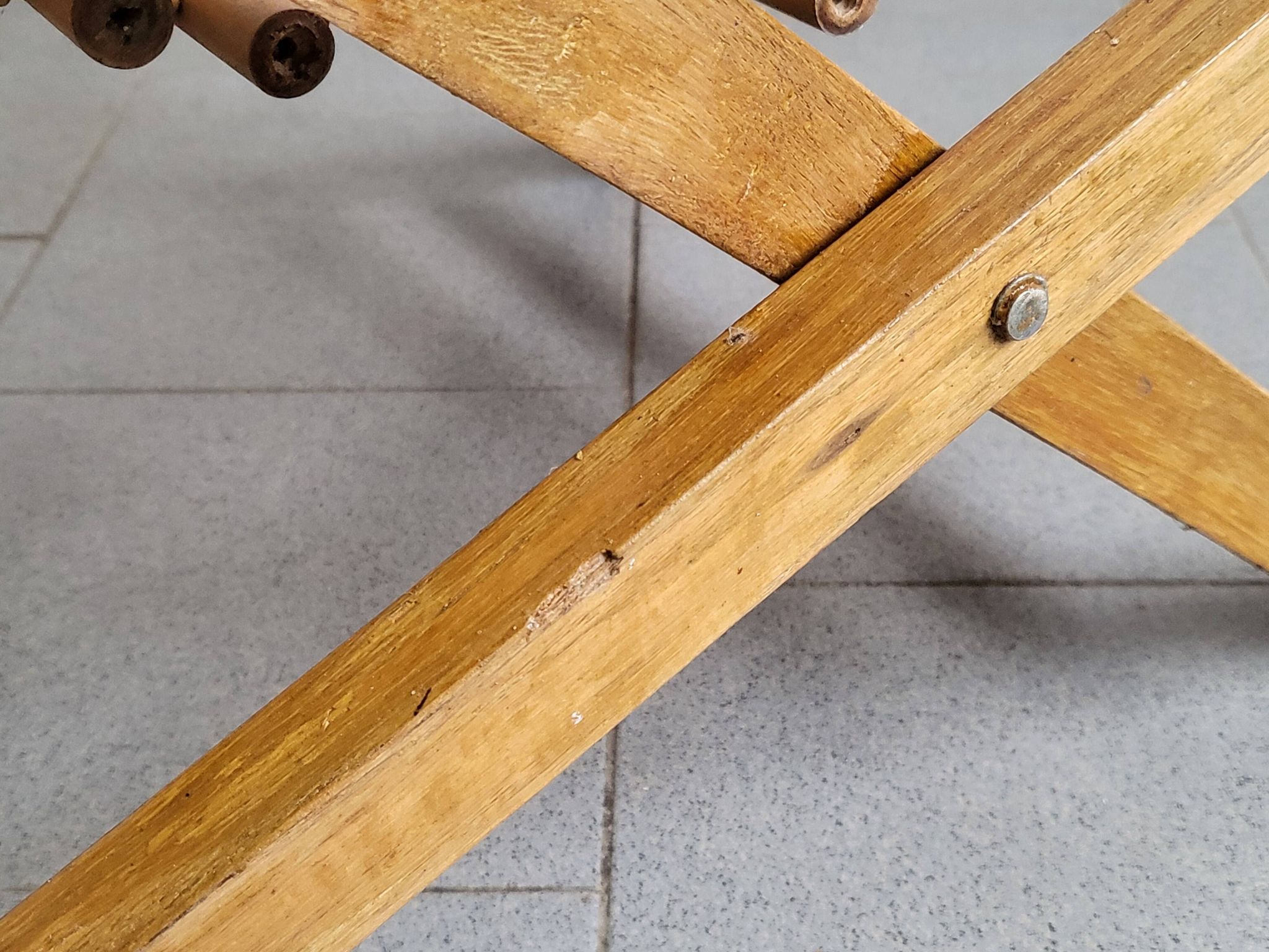 Chaise longue enfant en bambou & hêtre vintage 1950