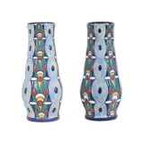 Paire de Vases Amphores Art Déco Céramique Emaillée 1915