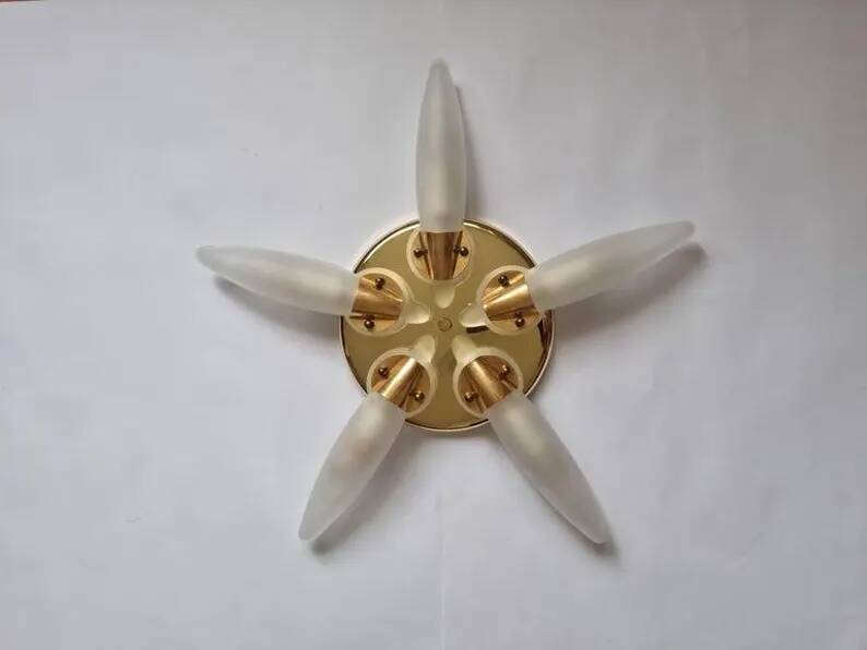 Midcentury Rare Wall or Ceiling Lamp Eglo, Flushmount, Sputnik, Austria, 1980s