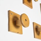 Set of solid pine wall hooks, France, circa 1970