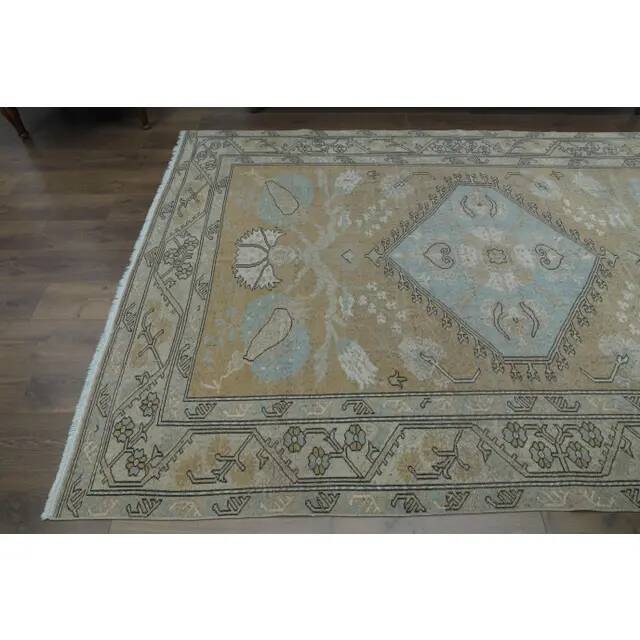 1970s Vintage Turkish Handmade Wool & Cotton Orange Area Rug 203x313