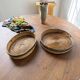 Round rattan and brass trays 1970 by Gabriella Crespi