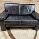 Sofa 2 places black leather year 70'-80' vintage