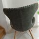 Fauteuil contemporain cuir bois et corde
