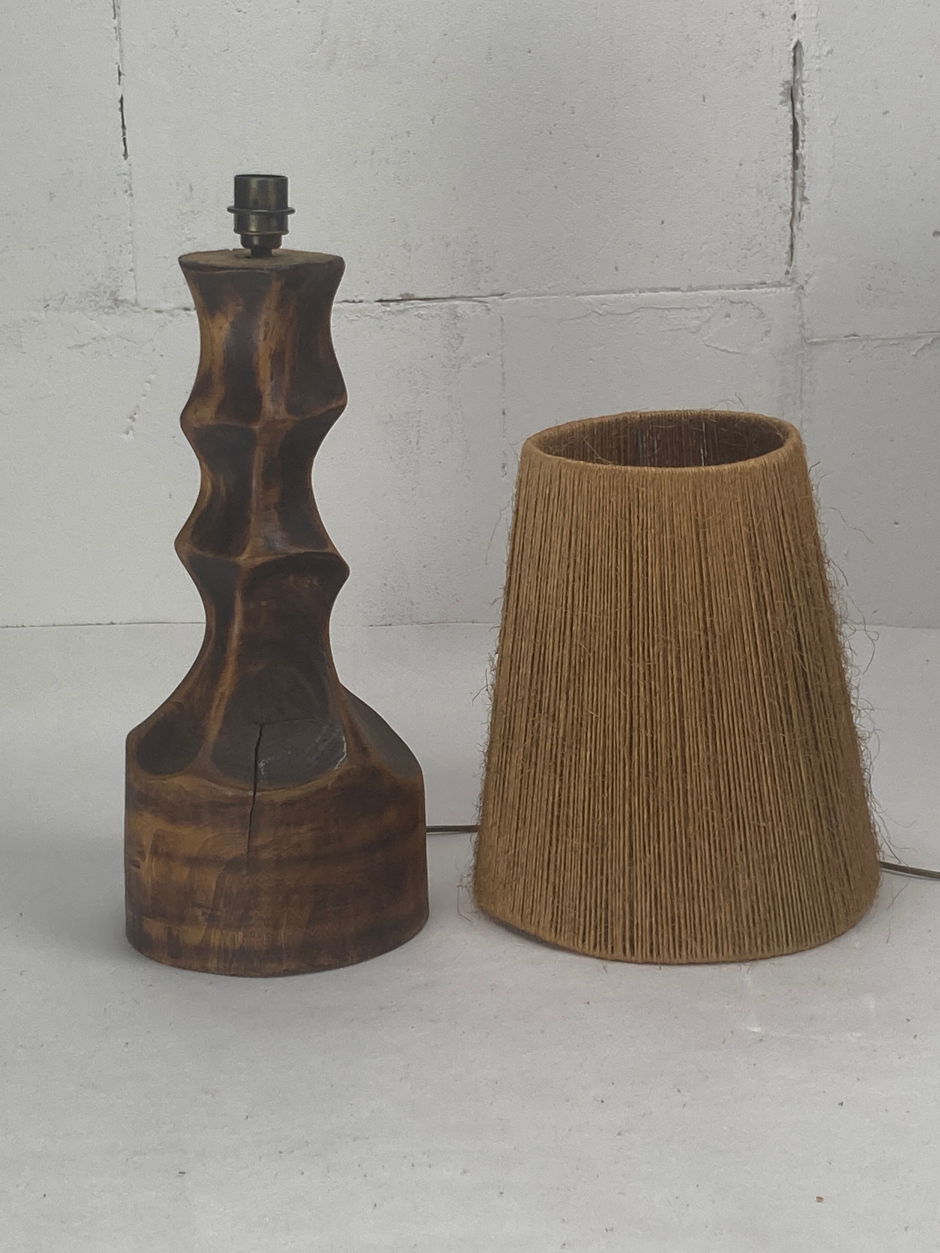 Lampe de table hollandaise brutaliste avec abat-jour en sisal, années 1960