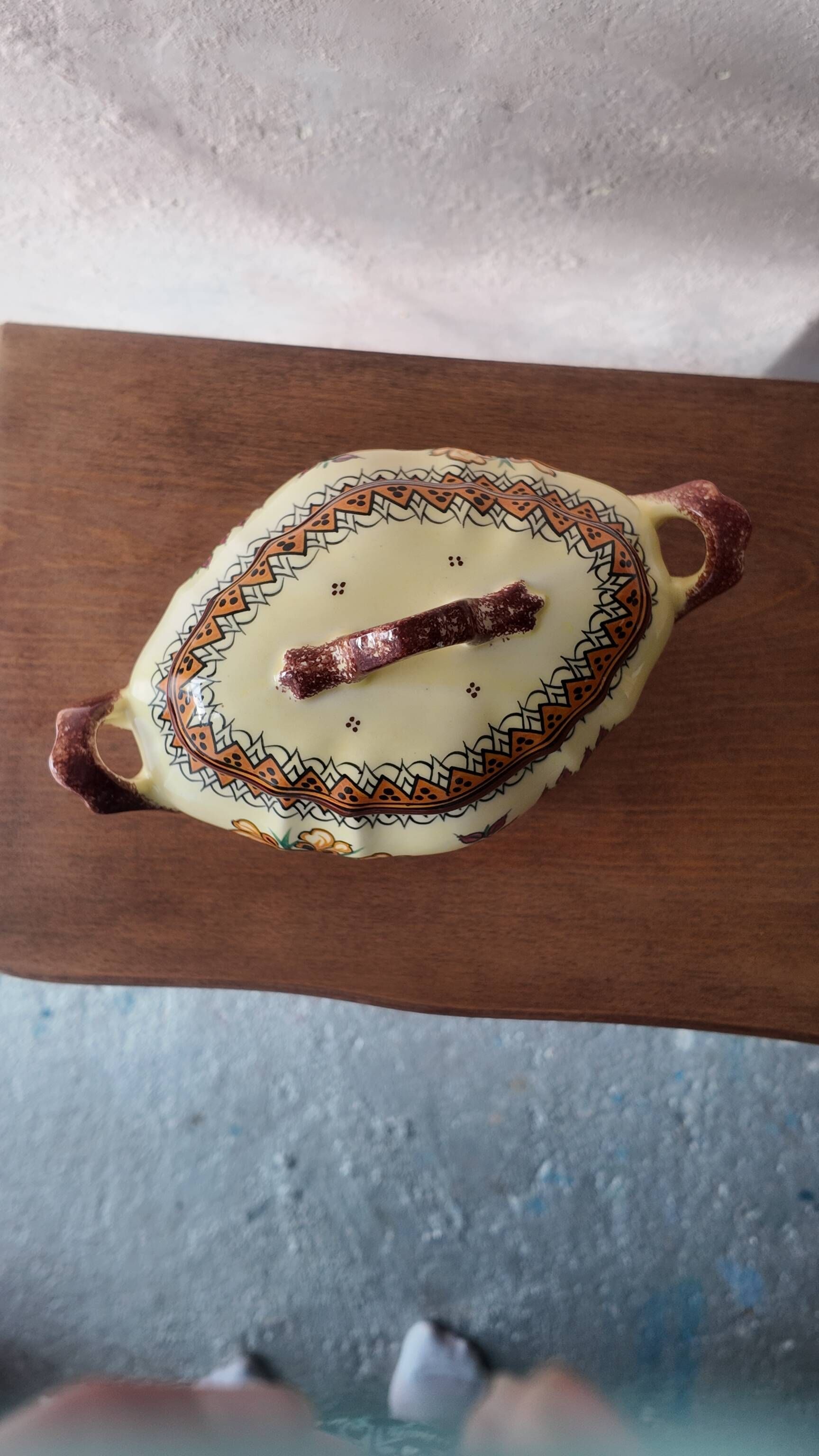 Antique Henriot Quimper Soup Tureen in Faience