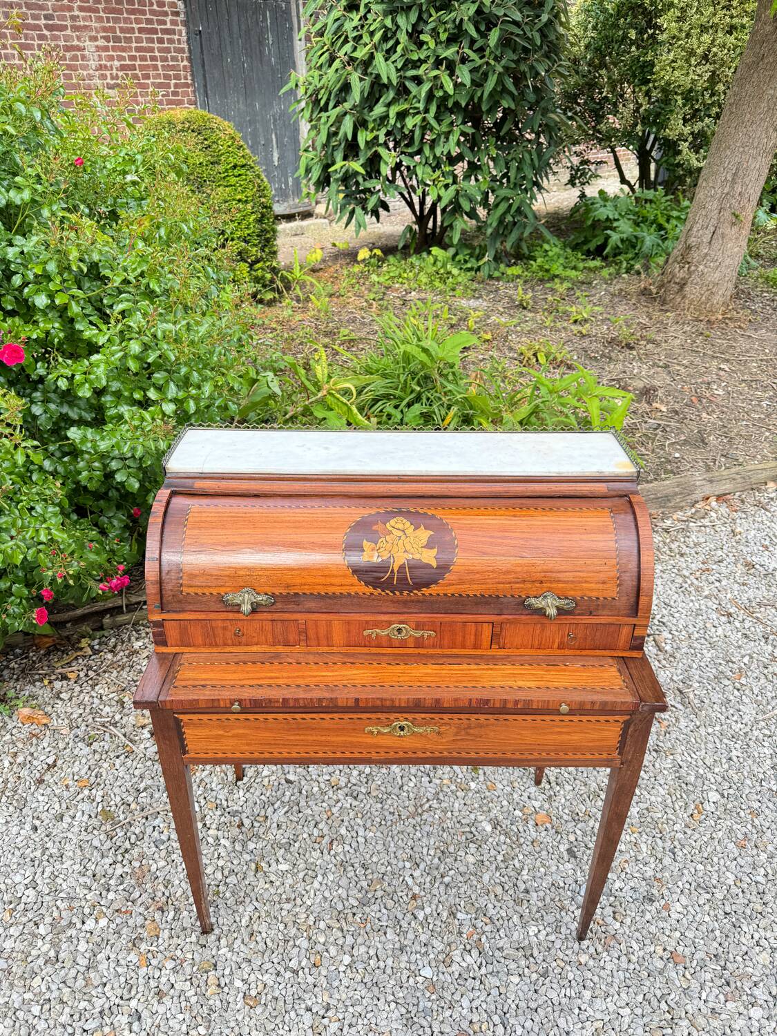 Vassou Jean Baptiste Cylinder Desk In Marquetry Louis XVI Period XVIII Eme Century