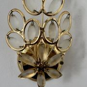 Pair of vintage brass wall lights with pendants, France, 1980.